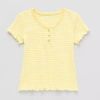 Thereabouts Little & Big Kid Girls V Neck Short Sleeve T-shirt In Yellow