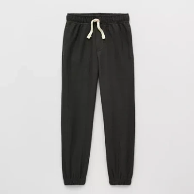 Thereabouts Kids' Little Boys Drawstring Waist Cuffed Mid Rise Regular Fit Jogger Pant In Black