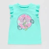 Thereabouts Little Girls Crew Neck Short Sleeve Regular Fit Graphic T-shirt In Green