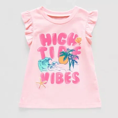 Thereabouts Kids' Little Girls Crew Neck Short Sleeve Regular Fit Graphic T-shirt In Pink