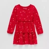 Thereabouts Little Girls Long Sleeve Skater Dress In Red