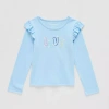 Thereabouts Little Girls Round Neck Long Sleeve Regular Fit Graphic T-shirt In Blue