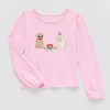 Thereabouts Little Girls Round Neck Long Sleeve Regular Fit Graphic T-shirt In Pink
