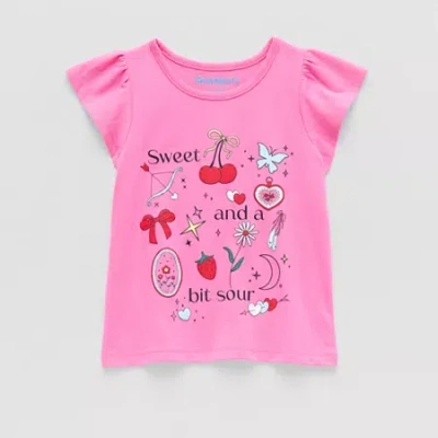 Thereabouts Kids' Little Girls Round Neck Short Sleeve Regular Fit Graphic T-shirt In Pink