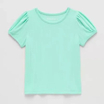 Thereabouts Kids' Little Girls Round Neck Short Sleeve T-shirt In Green