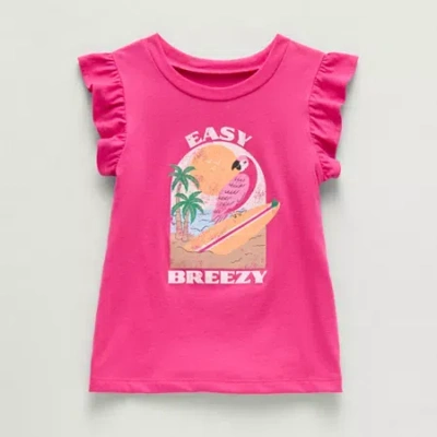 Thereabouts Kids' Little Girls Round Neck Short Sleeve T-shirt In Pink