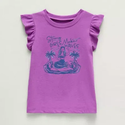 Thereabouts Kids' Little Girls Round Neck Short Sleeve T-shirt In Purple