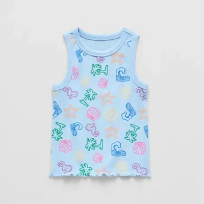 Thereabouts Kids' Little Girls Round Neck Sleeveless Tank Top In Blue