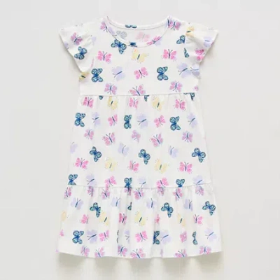 Thereabouts Kids' Little Girls Short Sleeve Flutter A-line Dress In Multi