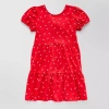 Thereabouts Little Girls Short Sleeve Puffed A-line Dress In Red