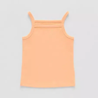 Thereabouts Kids' Little Girls Square Neck Sleeveless Tank Top In Orange