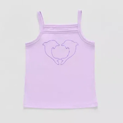 Thereabouts Kids' Little Girls Square Neck Sleeveless Tank Top In Purple