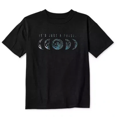 Thereabouts Oversized Little & Big Kid Girls Round Neck Short Sleeve Oversized Graphic T-shirt In Black