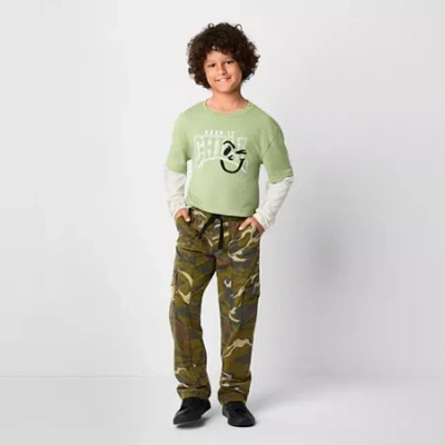 Thereabouts Pull-on Little & Big Kid Boys Straight Cargo Pant In Green