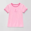 Thereabouts Rib Little & Big Kid Girls Crew Neck Short Sleeve Classic Fit Graphic T-shirt In Pink