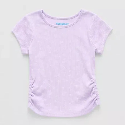 Thereabouts Rib Little & Big Kid Girls Round Neck Short Sleeve T-shirt In Purple