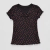 Thereabouts Rib Little & Big Kid Girls V Neck Short Sleeve T-shirt In Black
