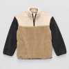 Thereabouts Sherpa Little & Big Kid Boys Mock Neck Long Sleeve Fleece Casual Quarter-zip Pullover In Sand