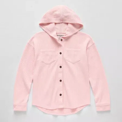 Thereabouts Waffle Little & Big Kid Girls Lightweight Shirt Jacket In Pink