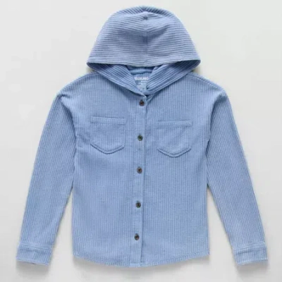 Thereabouts Waffle Little & Big Kid Girls Ultra Lightweight Shirt Jacket In Blue