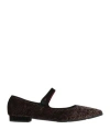 Theresa Woman Ballet Flats Dark Brown Size 6 Textile Fibers, Leather