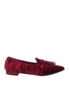 Theresa Woman Loafers Burgundy Size 6 Textile Fibers In Red