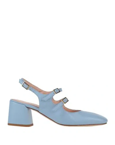 Theresa Woman Pumps Sky Blue Size 6 Leather