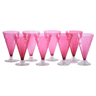 Pre-owned Theresienthal Antique Rose Colored German Stemware Goblets In Red