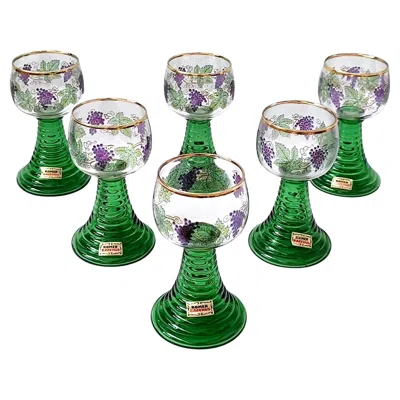 Pre-owned Theresienthal Römer Bacchus Wine Aperitif Glasses - Set Of Six - Germany, Mid 20th Century In Gray