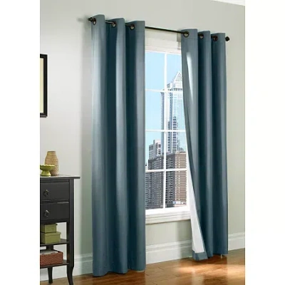 Thermalogic Prelude Grommet Top Energy Saving Light-filtering Single Curtain Panel In Blue