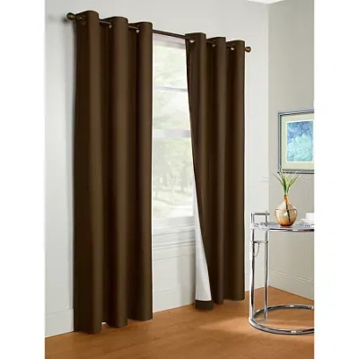 Thermalogic Prelude Grommet Top Energy Saving Light-filtering Single Curtain Panel In Brown