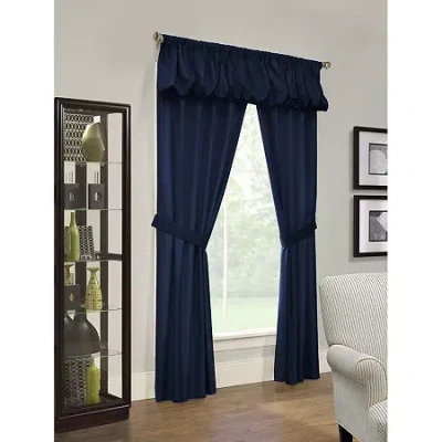 Thermalogic Prescott  5pc Rod Pocket Energy Saving Light-filtering Set Of 2 Curtain Panel In Blue