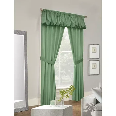 Thermalogic Prescott  5pc Rod Pocket Energy Saving Light-filtering Set Of 2 Curtain Panel In Green
