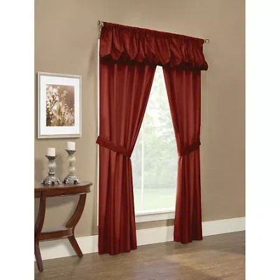 Thermalogic Prescott  5pc Rod Pocket Energy Saving Light-filtering Set Of 2 Curtain Panel In Red