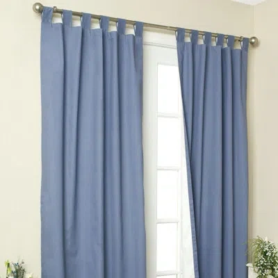 Thermalogic Weathermate Solid Cotton Tab Top Curtain Pair In Blue