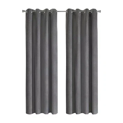 Thermaplus Duo Vice Versa Grommet Top 100% Blackout Single Curtain Panel In Gray