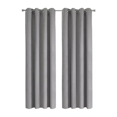 Thermaplus Duo Vice Versa Grommet Top 100% Blackout Single Curtain Panel In Gray
