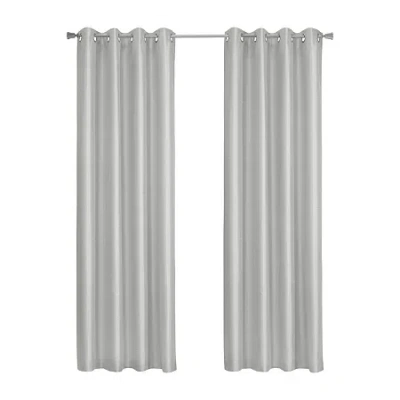 Thermaplus Glacier Grommet Top 100% Blackout Single Curtain Panel In Silver
