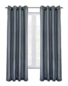 Thermaplus Grommet Top Textured Curtain Single Panel In Blue