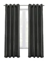 Thermaplus Grommet Top Textured Curtain Single Panel In Charcoal