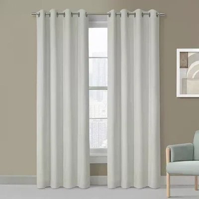 Thermaplus Navar Grommet Top Energy Saving 100% Blackout Single Curtain Panel In White