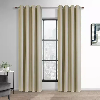 Thermaplus Newberry Grommet Top Energy Saving 100% Blackout Single Curtain Panel In Neutral