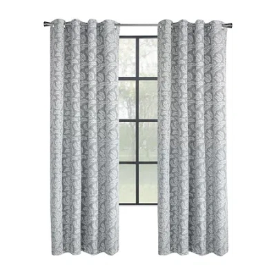 Thermaplus Patricia Grommet Top Energy Saving 100% Blackout Single Curtain Panel In Gray