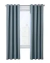 Thermaplus Grommet Top Textured Curtain Single Panel In Blue