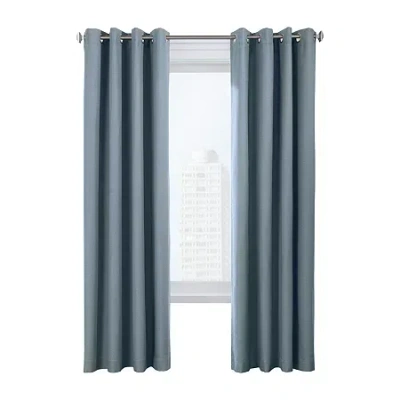Thermaplus Ventura Grommet Top Energy Saving 100% Blackout Set Of 2 Curtain Panel In Blue