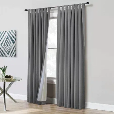 Thermaplus Ventura Tab Top Energy Saving 100% Blackout Set Of 2 Curtain Panel In Gray