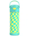 Thermos Funtainer 16 Oz. Water Bottle With Locking Lid In Wavy Checkers Teal