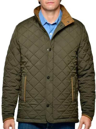 Thermostyles Men's Diamond Quilted Puffer Jacket In Olive