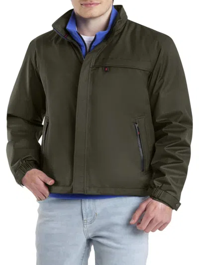 Thermostyles Men's Hooded Waterproof Windbreaker Jacket In Olive