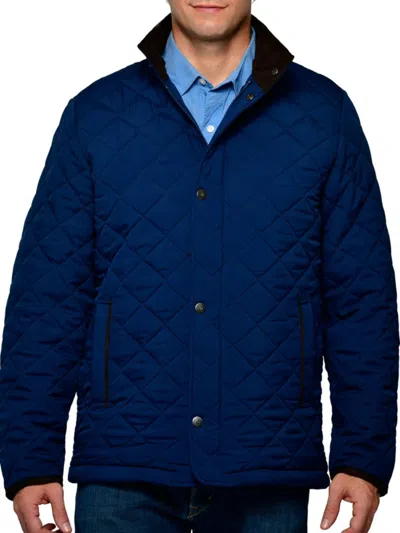 Thermostyles Men's Stand Collar Diamond Quilted Jacket In Navy